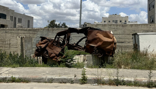 Memorial in Jenin for Dr. Khalil Suleiman, who was killed in 2002 when his ambulance was hit by a rifle-mounted grenade fired by the Israeli forces