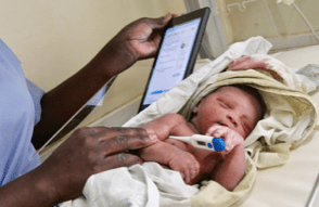 Nurse uses Noviguide while treating infant