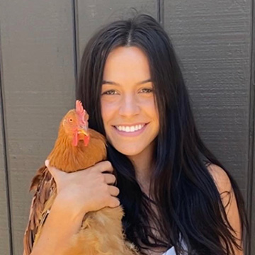 Sierra Olsen and a chicken