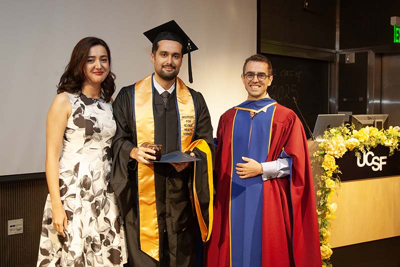 Mehrdad Yadegari between MS alum Atousa Bonyani and Associate Director Alden Blair